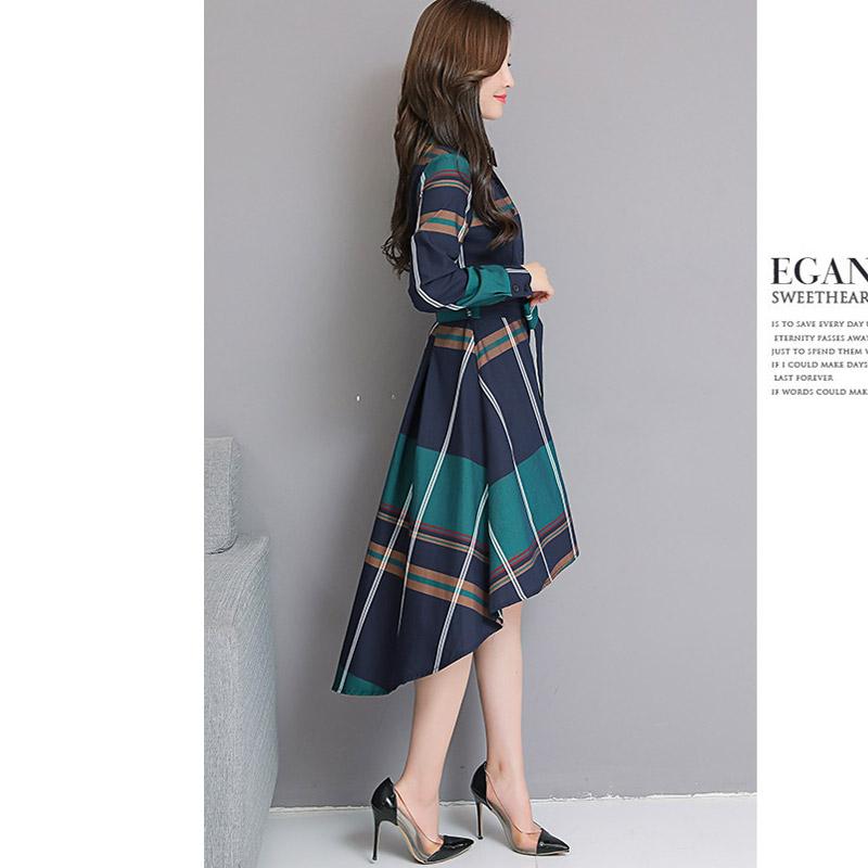 Plaid Fashion Irregular Midi Dress