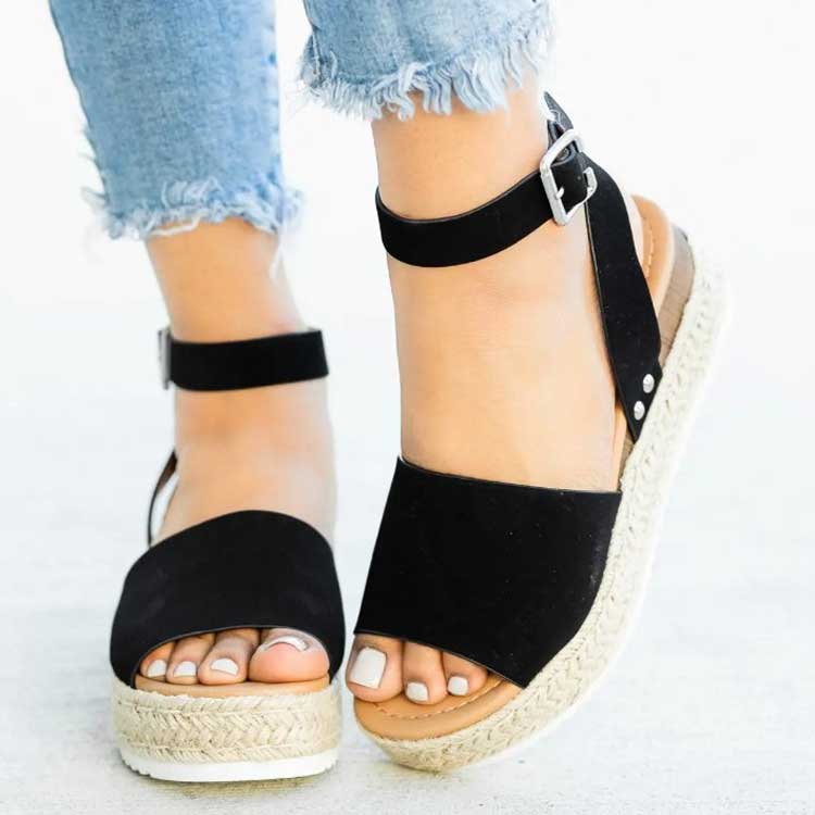 Women Open Toe Sandals Flats Spring Ankle-Strap Buckle Sandals