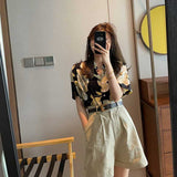 Women's Cargo Shortst7395 Summer Retro Neutral Tooling Style Casual High Waist Shorts for Women