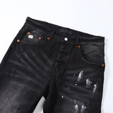 Purple Brand Jeans Black Paint Distressed Straight Jeans