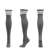 Winter Thick Knit Thigh High Socks Long Stockings Boot Three Bars Knee Socks Dance Stockings