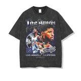 Paul George Shirt Vintage Basketball Star Printed Short Sleeve T-shirt Loose Distressed round Neck