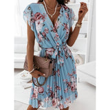 Nina Parker Graffiti Dress Ruffled Short Sleeves Dress