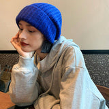 Women Winter Hats Red Earflaps Warm Autumn and Winter Soft Knitted Hat