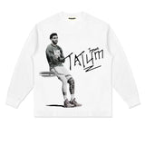 Jason Tatum Shirt Retro Small Neckline Long Sleeve T-shirt Loose Bottoming Autumn and Winter Men and Women