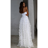 Women Lace Wedding Dress Fashion Women's Wear Sexy Deep V Strap Dress