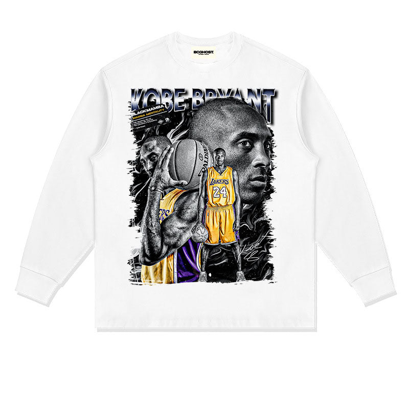 Kobe Shirt Kobe Printed Long-Sleeved T-shirt American Distressed Cotton