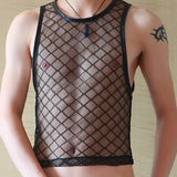 Men Rave T Shirt Men's Vest Mesh Transparent Sexy Vest Casual
