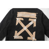 Arrow Denim Jacket Jean Coat off Ow White Tape Arrow Men and Women Couple Denim Jacket Coat Owt