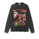 Devin Booker Shirt Devin Booker Printed Long-Sleeved T-shirt Distressed Cotton round Neck