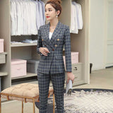 Women Autumn Uniform Designs Formal Style Office Lady Bussiness Attire Work Suit British Style Two-Piece Suit