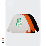 Preppy Aesthetic Sweatshirt Men's Autumn Green Printing round Neck Couple Wear