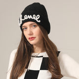 Toboggan Hat Autumn Hat Wool Pearl Knitted Woolen Cap Beanie Hat