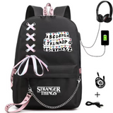 Stranger Things Hellfire Club Backpack USB Charging Backpack Student