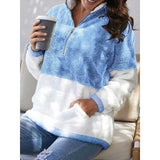 Women Winter Coats Women's Autumn and Winter Clothing Plush Pullover High Collar Zipper Kangaroo Pocket Coat