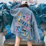 Comic Denim Jacket Patterned Denim Jacket Men and Women Autumn Jacket