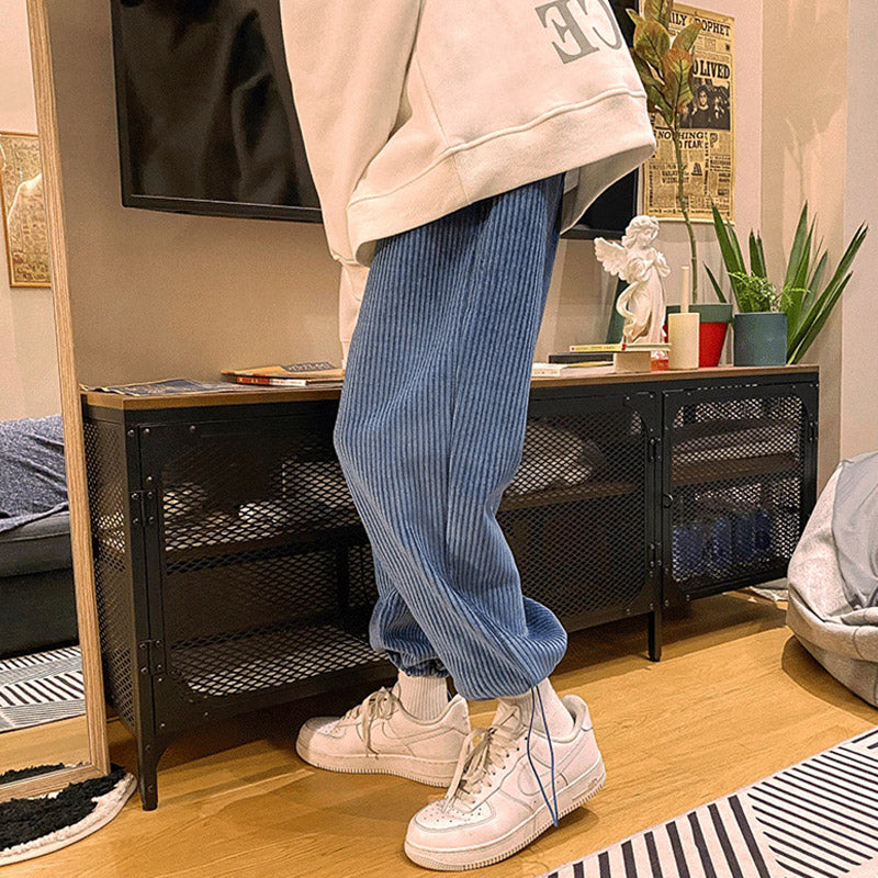 Men Pants Corduroy Pants Men's Casual Trousers Loose Autumn and Winter