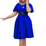 Nina Parker plus Size Dresses Bell Sleeve Solid Color plus Size Dress