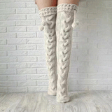 Winter Thick Knit Thigh High Socks Long Stockings Boot Autumn Eight-Character Thickened Double Ball Lengthened Knitted Woolen Yarn Socks