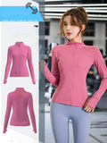 Moisture Wicking Hoodie Sports Jacket Women's Long Sleeve Stand Collar Zip-up Shirt Jacket