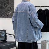 Paisley Denim Jacket Men's Loose Spring and Autumn Solid Color Trendy Casual